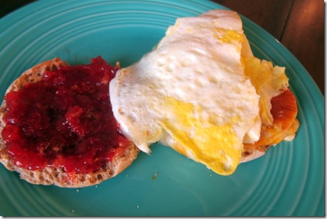 egg sandwich with cheese and jelly