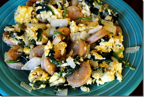 scrambled eggs chicken sausage
