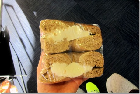 wheat bagel with cream cheese
