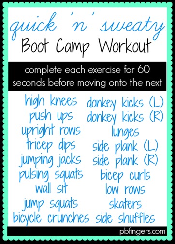 What is an example of a boot camp workout routine?