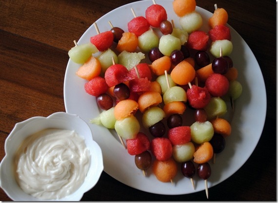 Fruit Kebabs with Honey Goat Cheese Dip