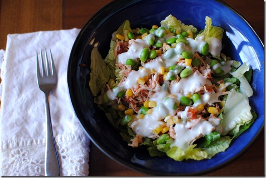 Salad with Blue Cheese and Shredded Chicken