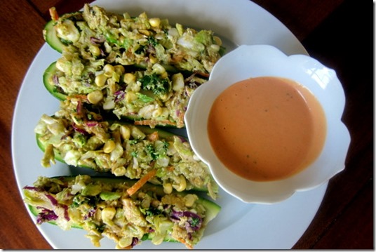 Avocado BBQ Chicken Salad Zucchini Boats
