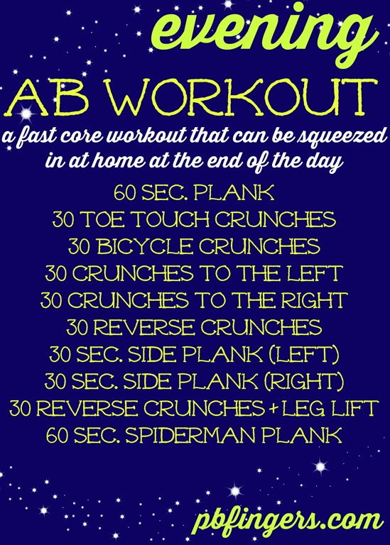 Evening Ab Workout Peanut Butter Fingers