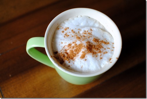 coffee with foam and cinnamon
