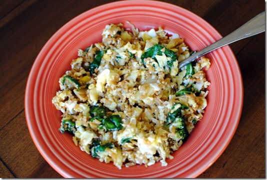 eggs and fried rice breakfast