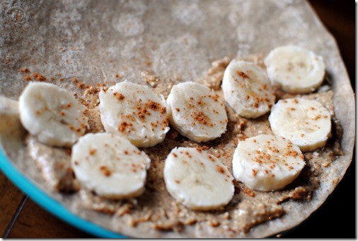 Almond butter and banana breakfast quesadilla