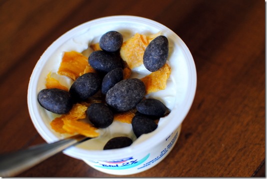 Greek Yogurt with Cocoa Almonds and Mango