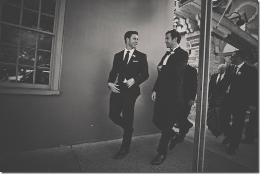 Groomsmen walking to wedding ceremony