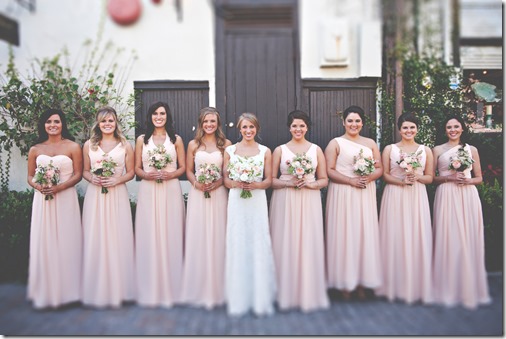 Leslie's Bridesmaids in Peach Dresses