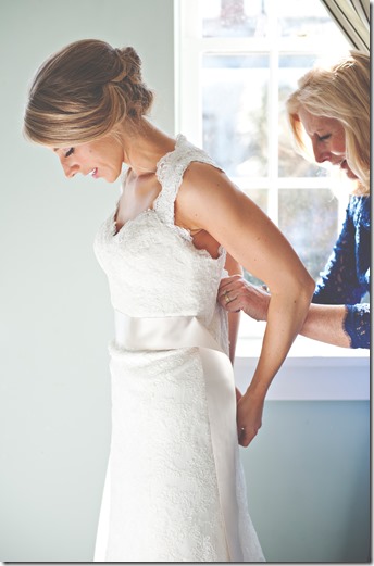Putting on the Wedding Dress
