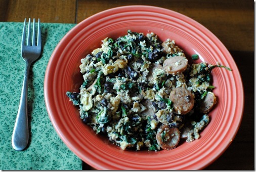 eggs with black beans and chicken sausage