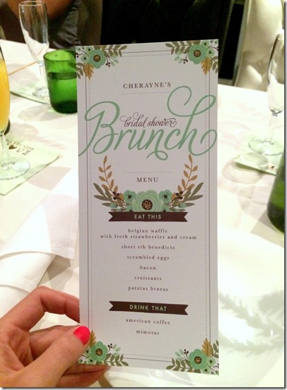 Bridal Shower Brunch Menu