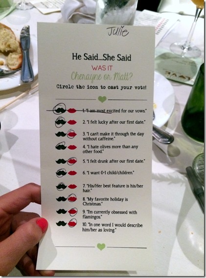 He Said She Said Bridal Shower Game