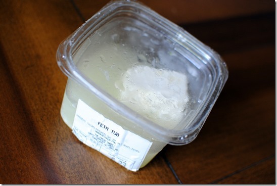tub of feta cheese