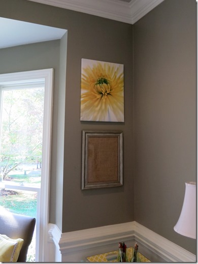 DIY dry erase board - Frame a piece of burlap fabric and use it as a dry erase board