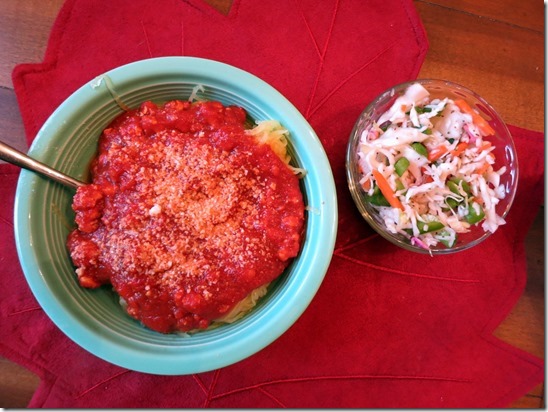 Spaghetti Squash and Ground Turkey Marinara
