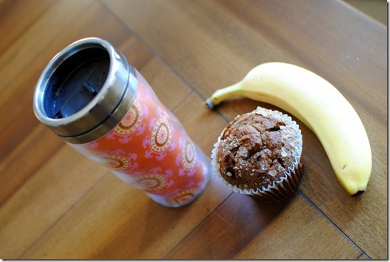banana and muffin breakfast