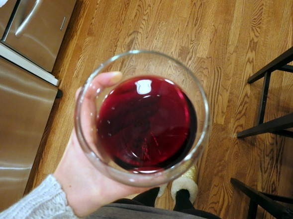 wine and gold slippers