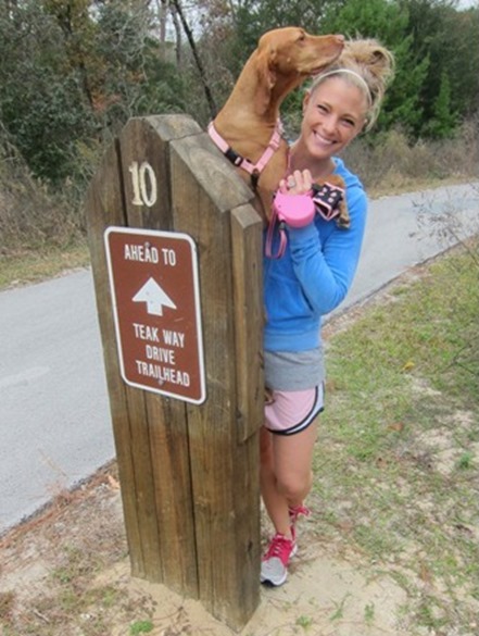 Julie and Sadie hiking