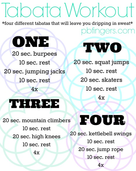 Tabata Workout Four different tabatas that will leave you dripping in sweat