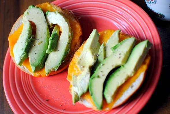 cheese toast topped with avocado