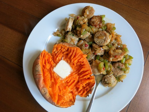 chicken sausage with peppers and onions
