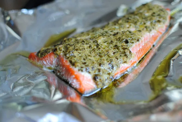 Simple Pesto Salmon Recipe