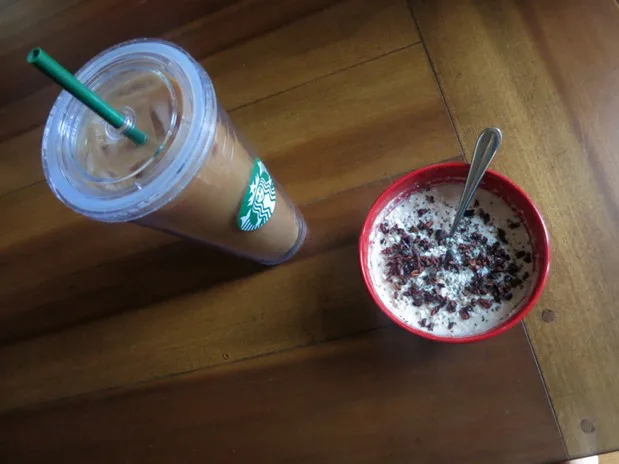 oatmeal and chai latte