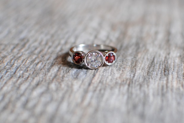Diamond and Garnet Ring