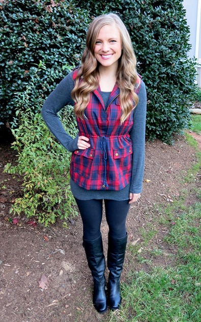 White Plum Plaid Vest