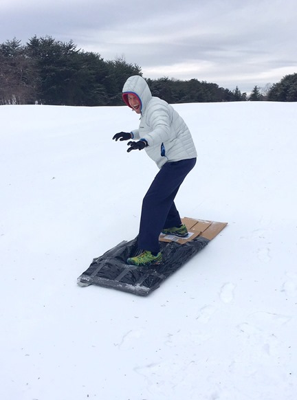 Cardboard and Garbage Bag Sled
