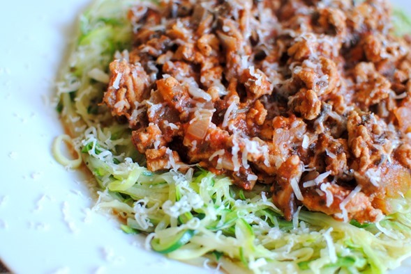Easy Crock Pot Turkey Bolognese and Zucchini Noodles