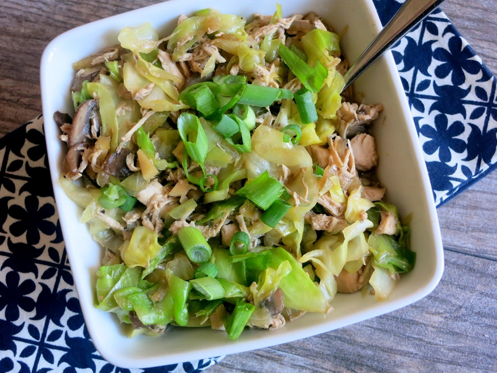 One Pot Chicken Cabbage Bowl with Sesame Ginger Broth