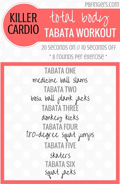 Total Body Tabata Workout -- Killer Cardio Workout!