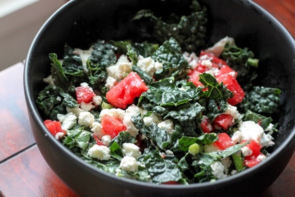 Kale Salad with Pickled Watermelon