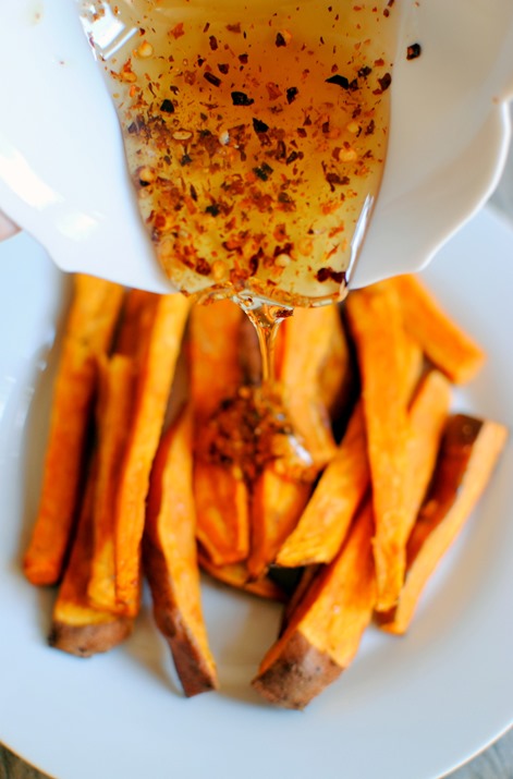 Roasted Sweet Potatoes with Hot Honey