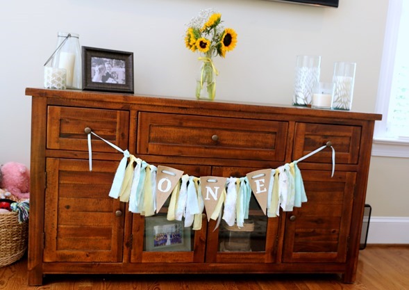 ONE Birthday Banner with Torn Fabric