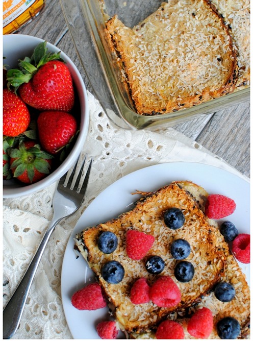 Coconut French Toast Casserole (easy overnight French toast casserole - lightened up!)