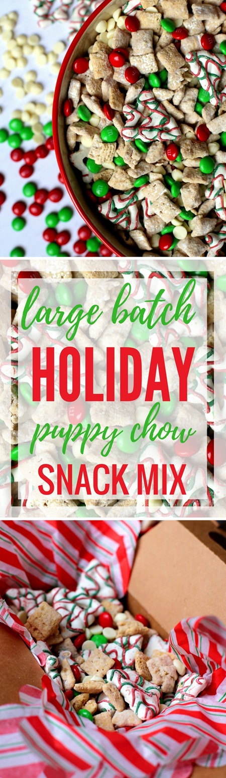 Large Batch Holiday Puppy Chow Snack Mix