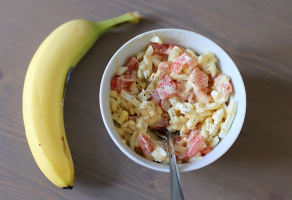 egg salad and a banana