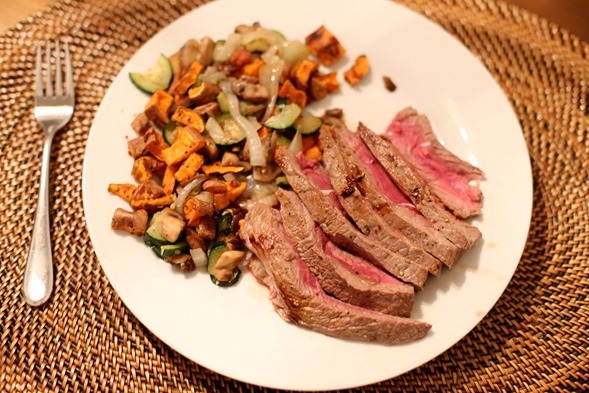 steak and veggies