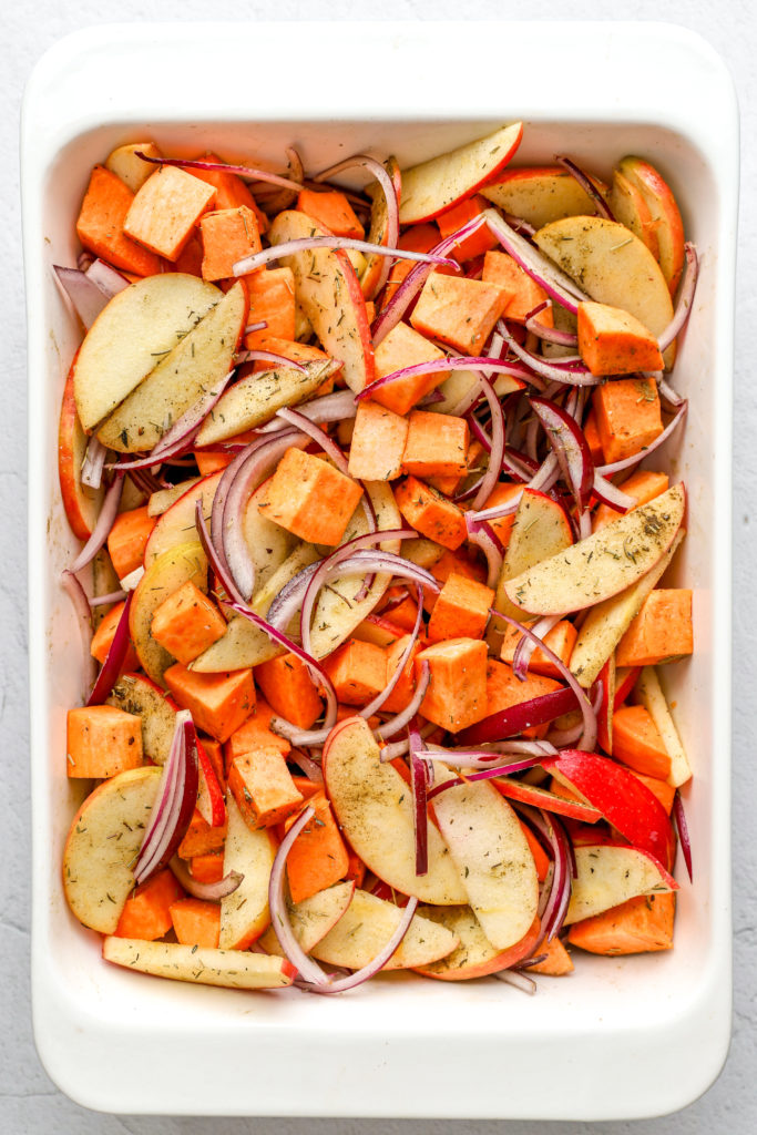 ingredients in baking dish