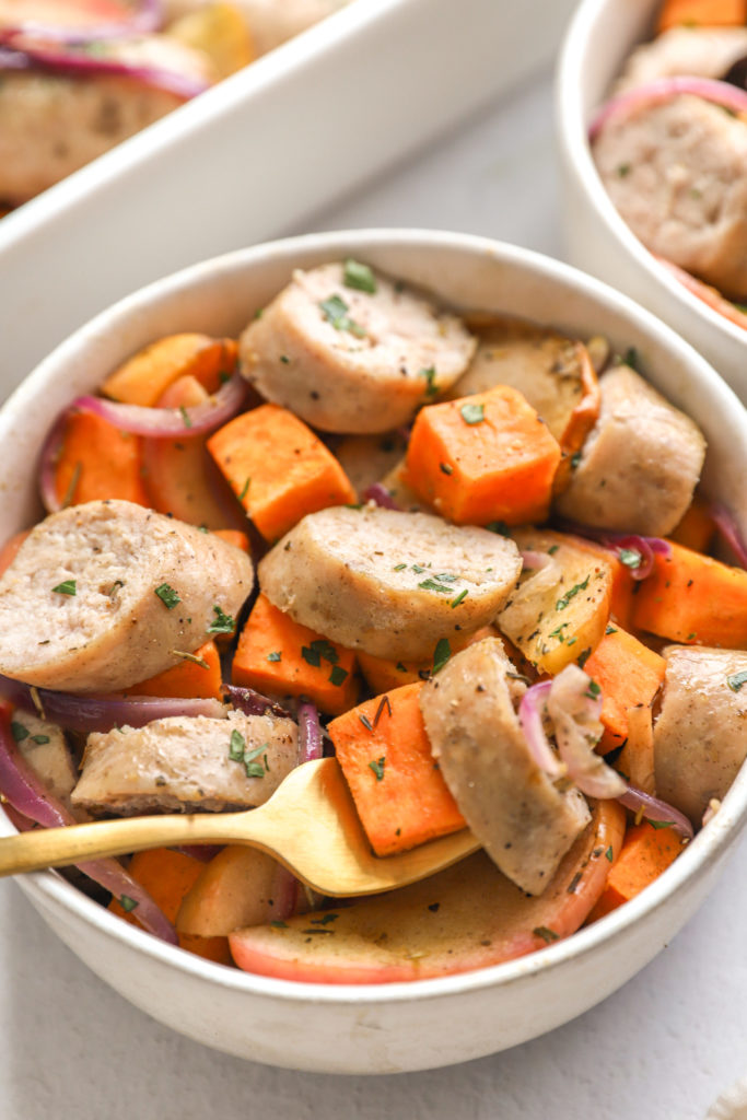 bowl of Chicken Sausage Sweet Potato Bake