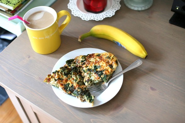 frittata and coffee breakfast