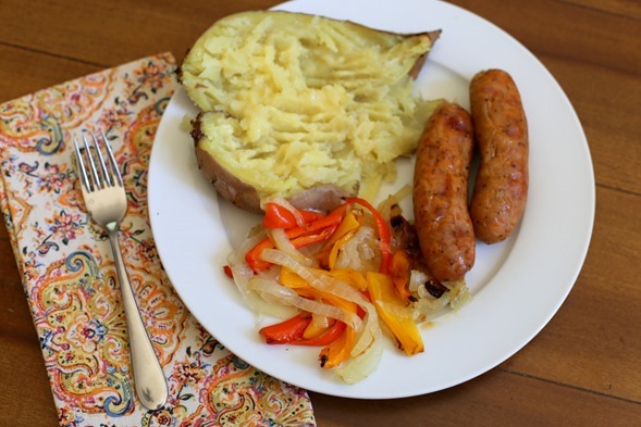 chicken sausage sweet potatoes onion peppers