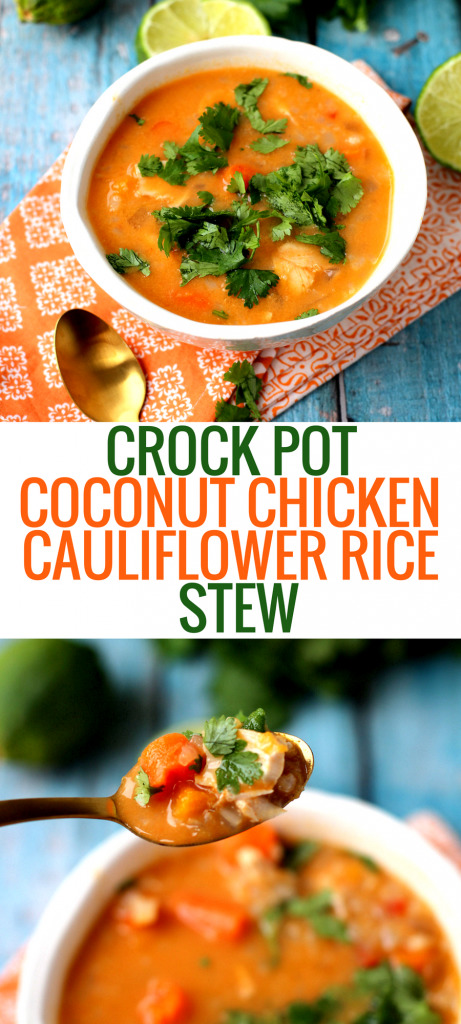 Crock Pot Coconut Chicken Cauliflower Rice Stew