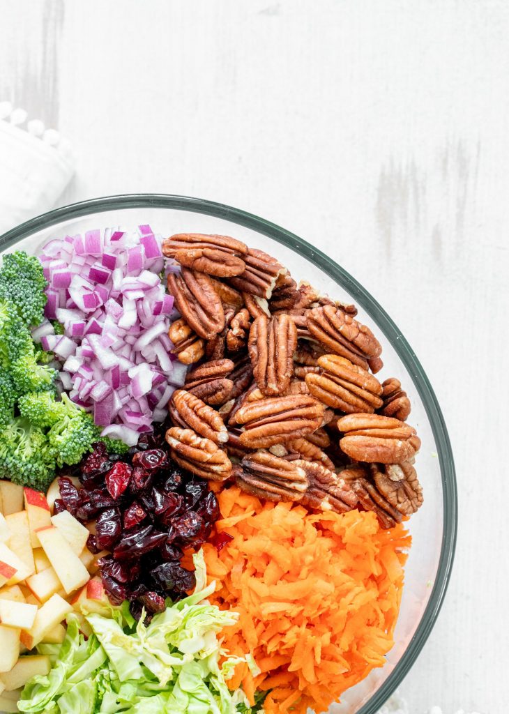 Chopped Broccoli and Brussels Sprouts Salad