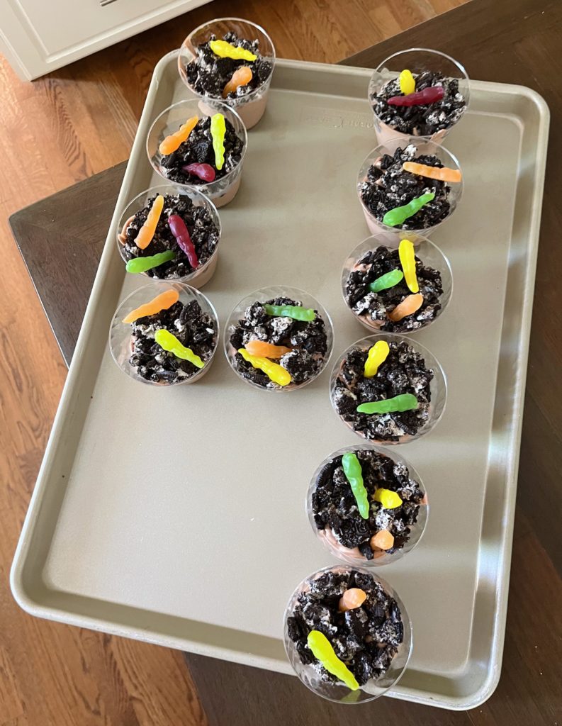 slug birthday party dirt cups