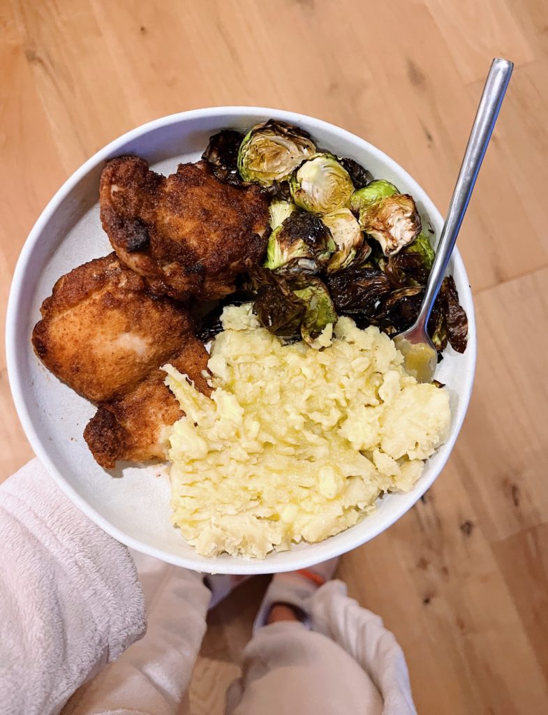 chicken Japanese sweet potatoes and brussels sprouts chicken, Japanese sweet potatoes and brussels sprouts